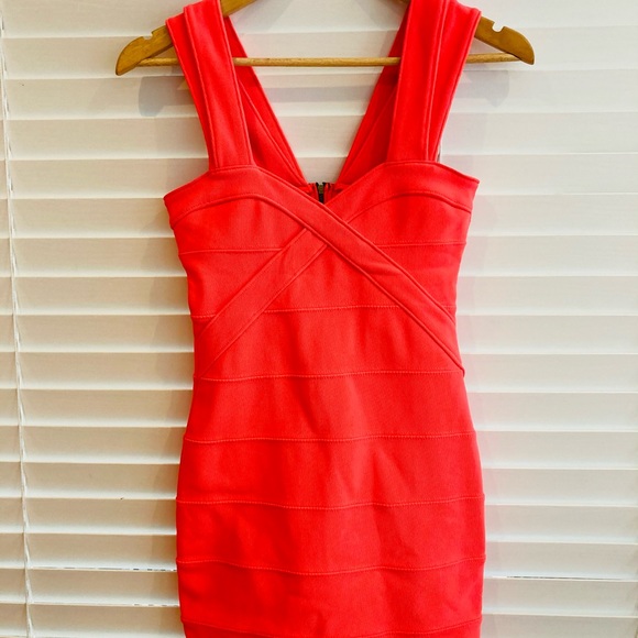 Topshop Petite Coral Bodycon Dress US 4 - Picture 2 of 9